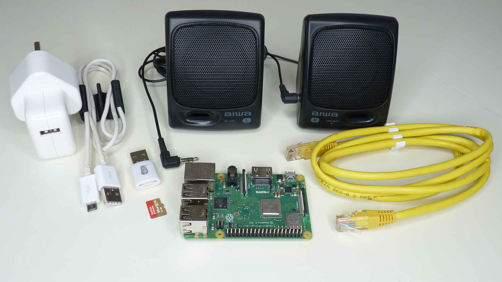 A photo of the essential hardware listed in the text